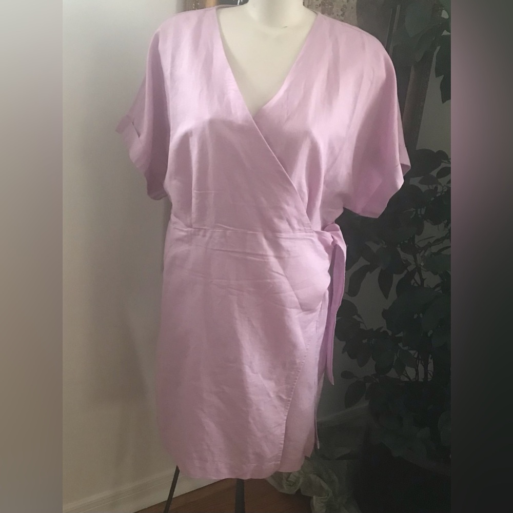 NWT - Hudson North Lavender Linen Wrap Dress - Size Large